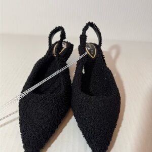 Gianni Bini Black Textured Slingback Heels